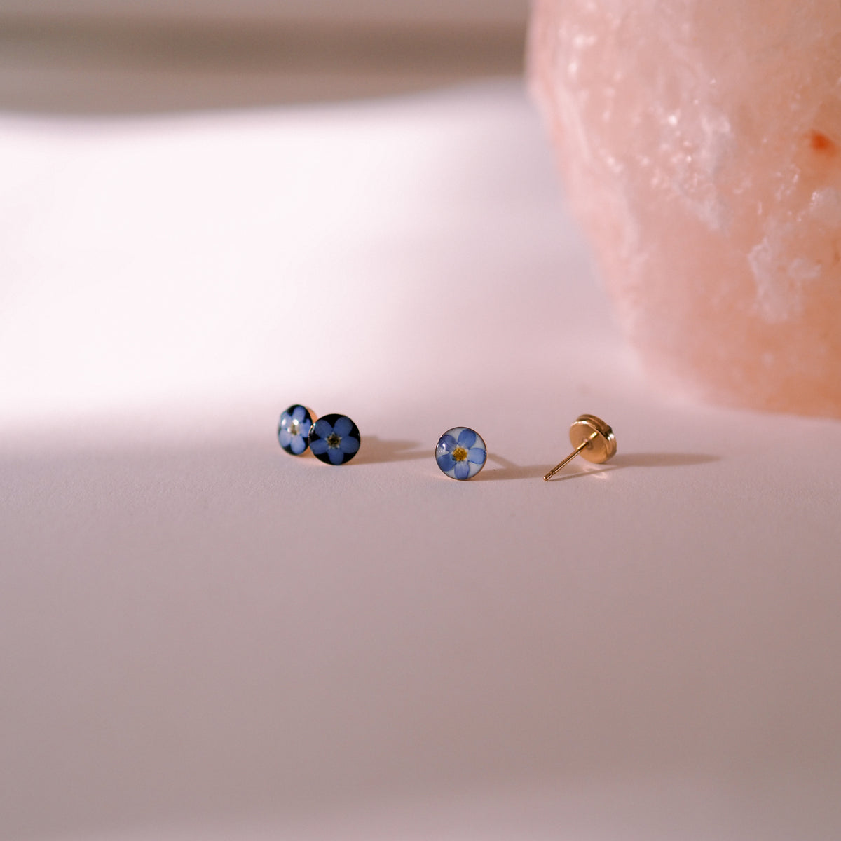 Ohrstecker „Forget-me-not“ - echte Vergissmeinnicht, 14k Goldfilled, 6mm