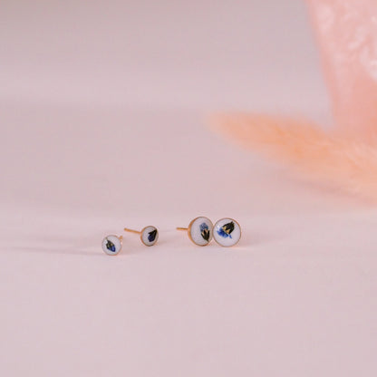 „Forget-Me-Not“ - Ohrstecker echte Vergissmeinnicht Knospe, 14k Goldfilled, 4mm