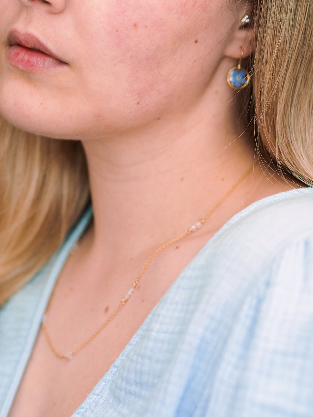 „Forget-Me-Not“ - Ohrringe mit echten Vergissmeinnicht, Edelstahl